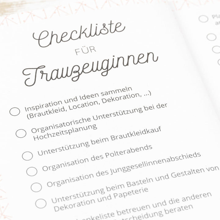 Trauzeugin Planer Hardcover A5 mit Kalender und Checklisten - Bild 7