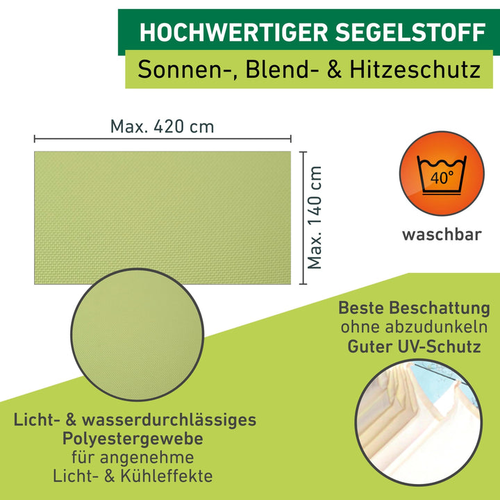 Sonnensegel Seilspanntechnik Polyester 420x140 cm apfelgrün - Bild 3