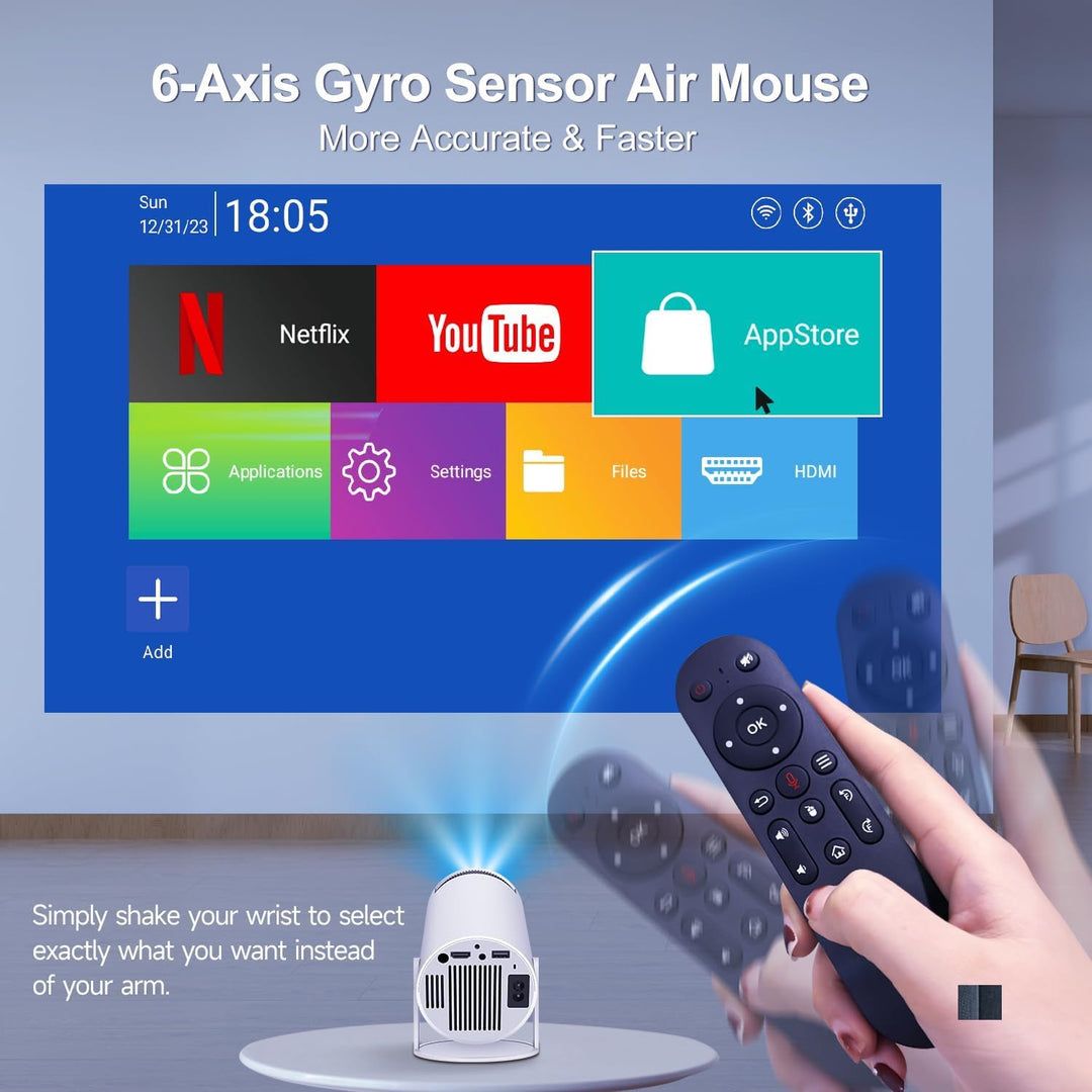 Mini Beamer Android 11 WiFi 6 Bluetooth 5.0 720p LCD 180° drehbar - Bild 6