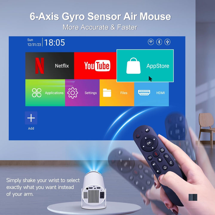 Mini Beamer Android 11 WiFi 6 Bluetooth 5.0 720p LCD 180° drehbar - Bild 6