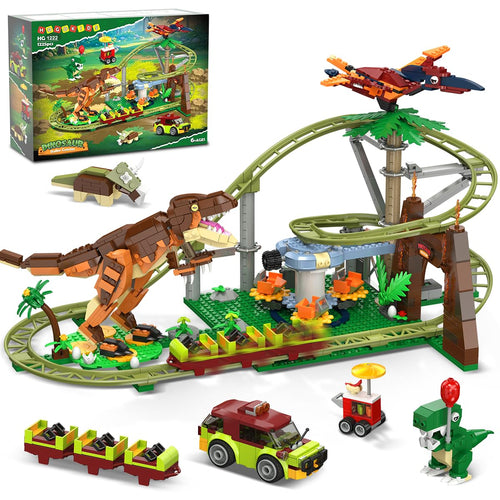 Dinosaurier Achterbahn Bauset mit Figuren für Kinder ab 8 Jahren