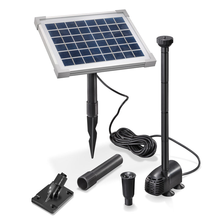Solar Teichpumpe Set 5W mit 2 Fontänenaufsätzen für Gartenteiche