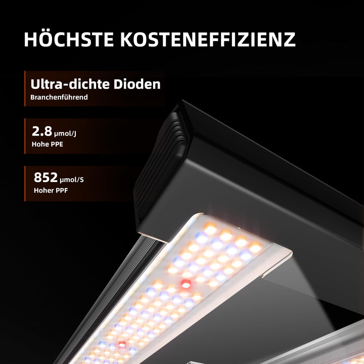 LED Pflanzenlampe 300W Vollspektrum mit App-Steuerung 90x90cm - Bild 2