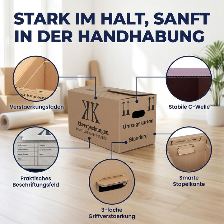 Umzugskarton 65 Liter extra gross mit Griffverstärkung 30er-Set - Bild 5