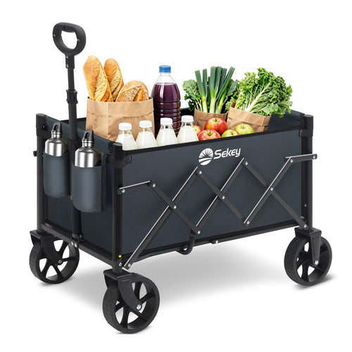 Bollerwagen faltbar 60L 80kg Tragkraft mit 360°-Rädern dunkelgrau