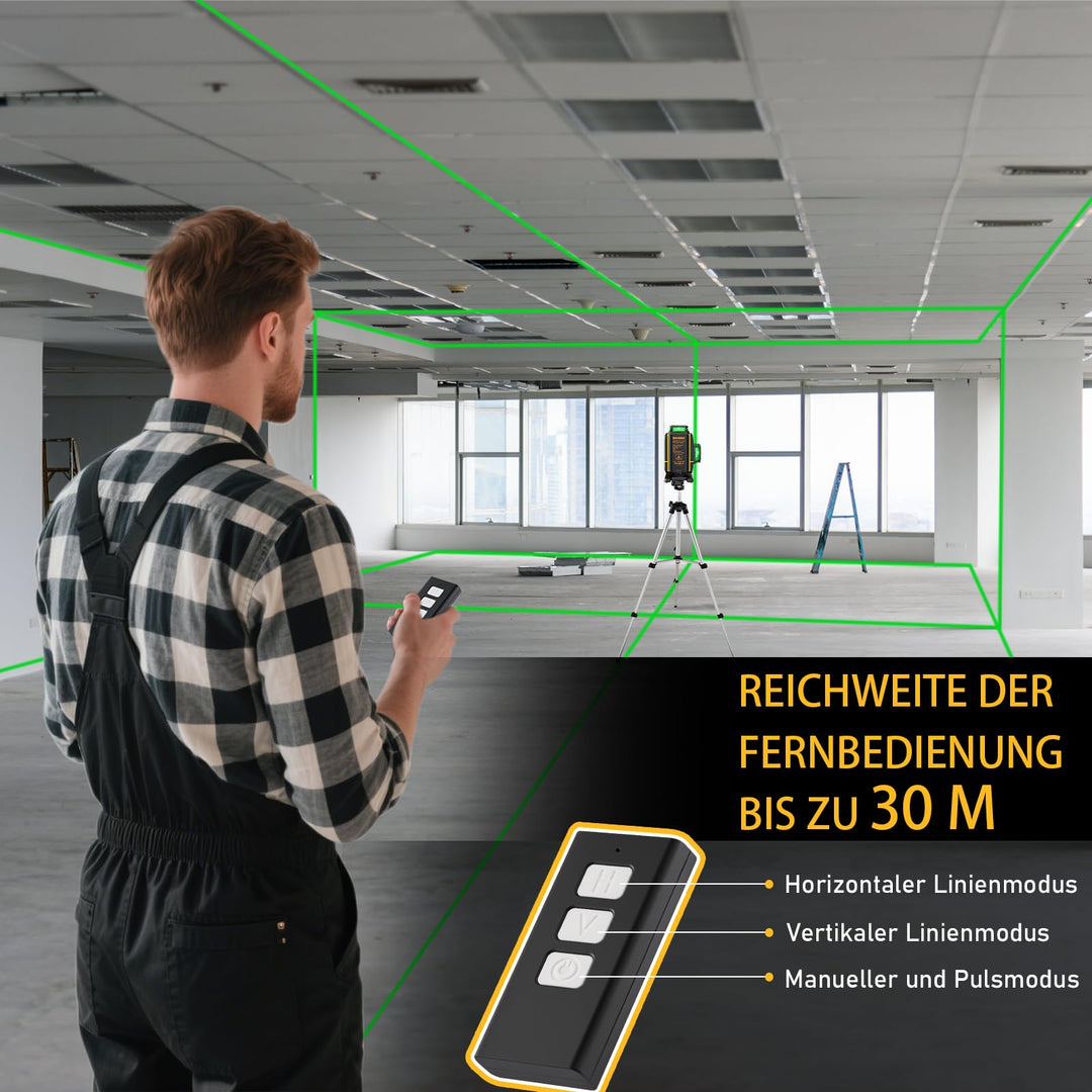 Kreuzlinienlaser 16 Linien 4D 360° selbstnivellierend mit Stativ - Bild 7