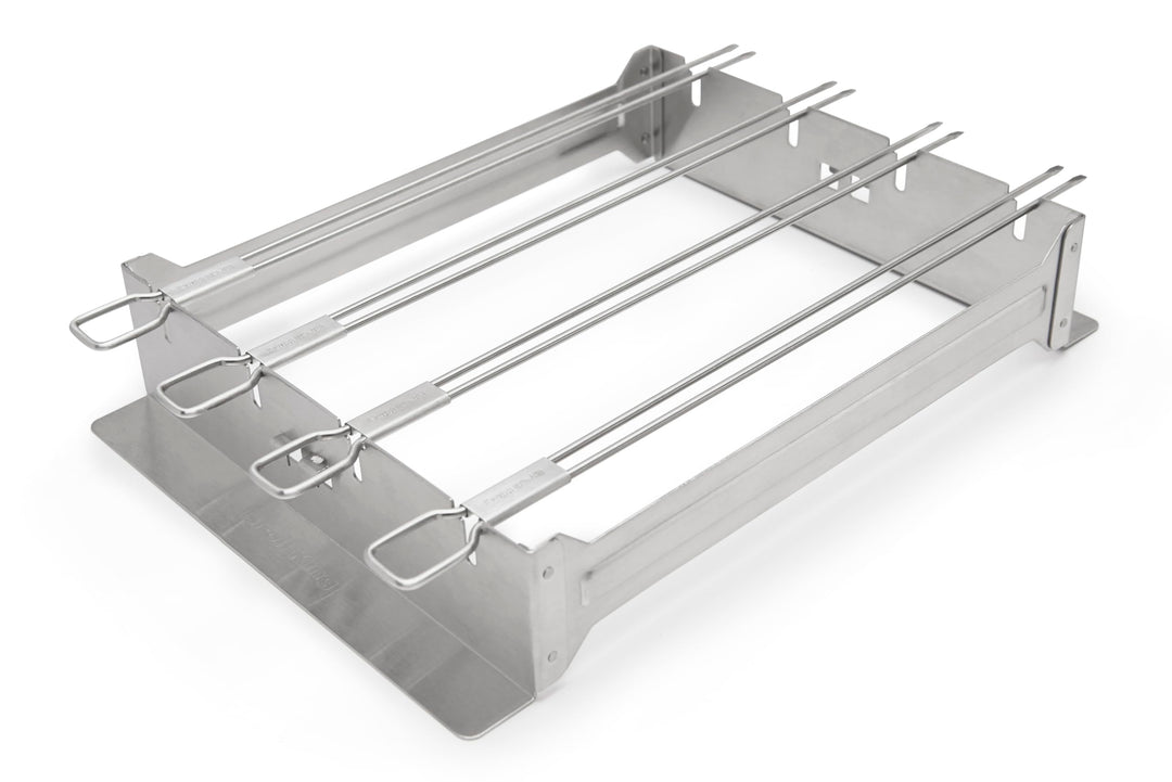 Spiessgestell für Grill Edelstahl mit 4 Doppelspiessen 30,5 cm