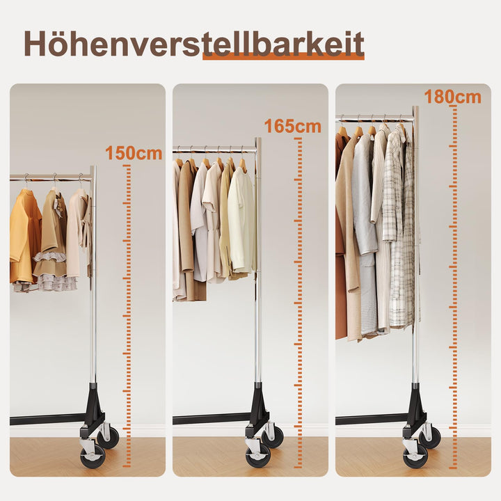 Kleiderständer Z-Form auf Rollen 182 kg Stahl höhenverstellbar - Bild 4