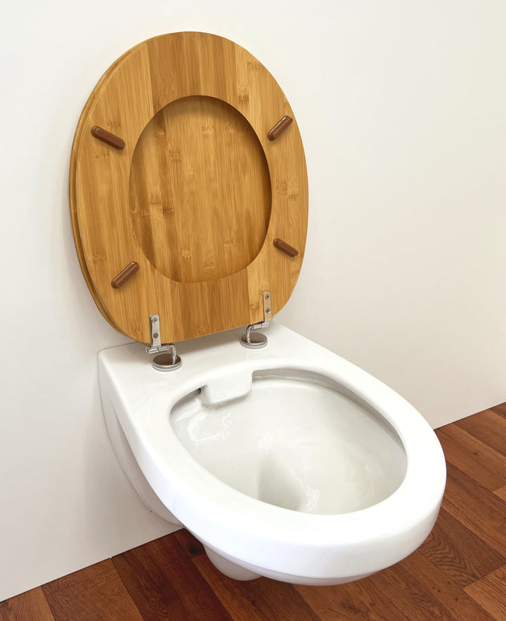 WC-Sitz Bambus dunkel mit Edelstahl-Scharnier für O- und D-Form - Bild 8