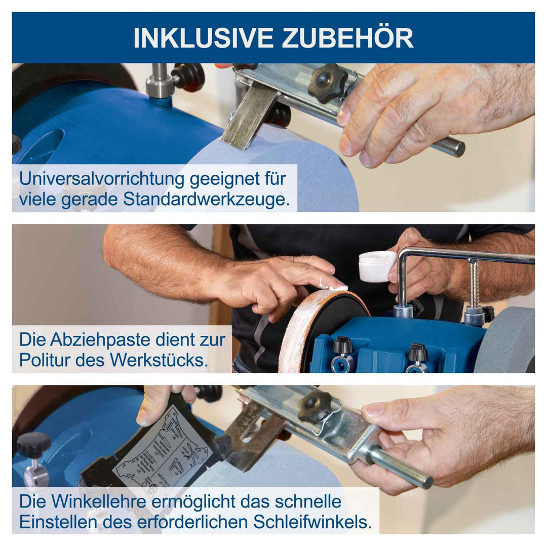 Nass-Schleifmaschine 200W Korundstein Ø250mm mit Abziehscheibe - Bild 8