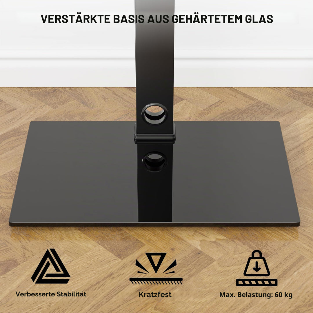 TV Ständer höhenverstellbar 30-70 Zoll schwenkbar mit Glasregal - Bild 6