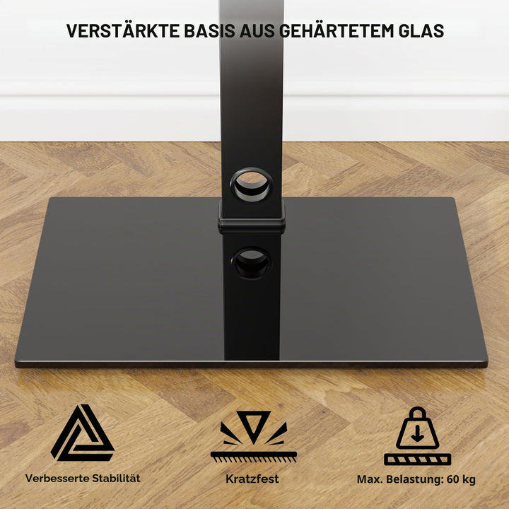 TV Ständer höhenverstellbar 30-70 Zoll schwenkbar mit Glasregal - Bild 6