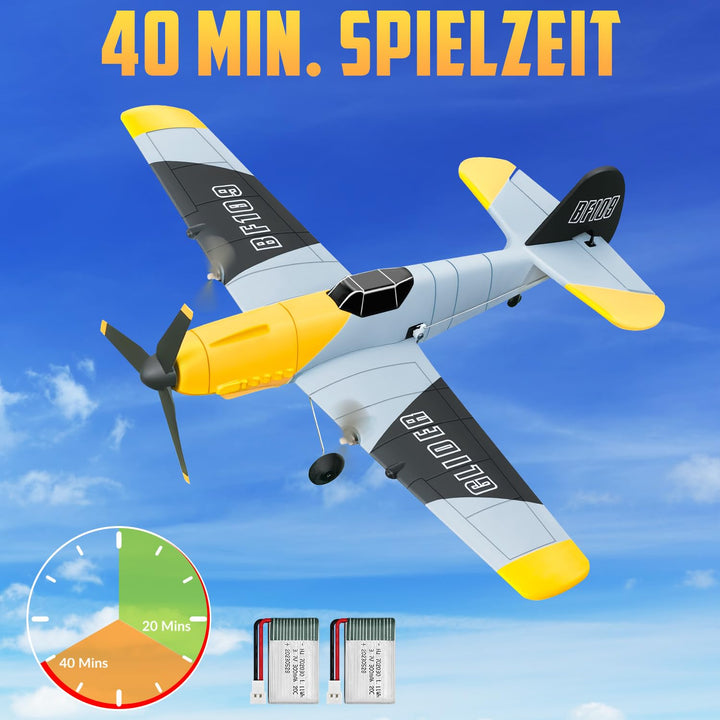 RC Flugzeug BF-109 Warbird 3-Kanal mit Gyro-Stabilisierung für Einsteiger - Bild 5