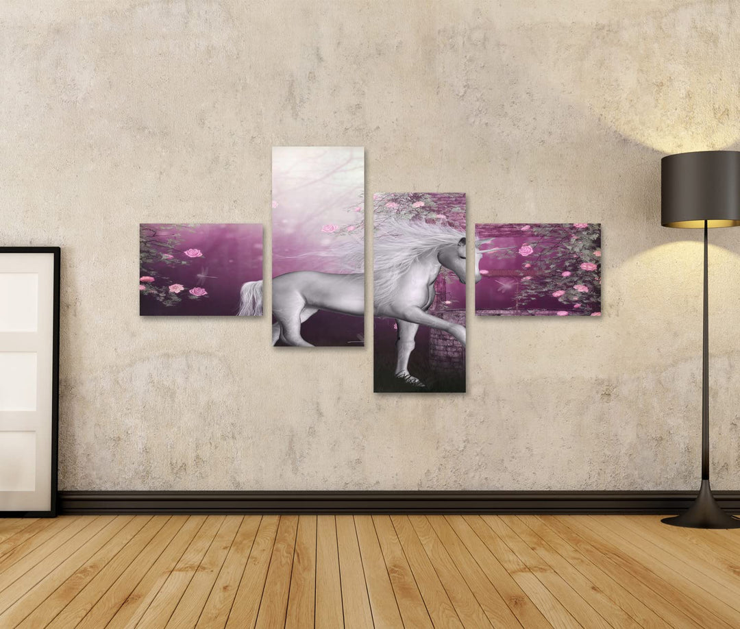 Leinwandbild Kinderzimmer Einhorn Fee 4-teilig 150x80cm - Bild 2