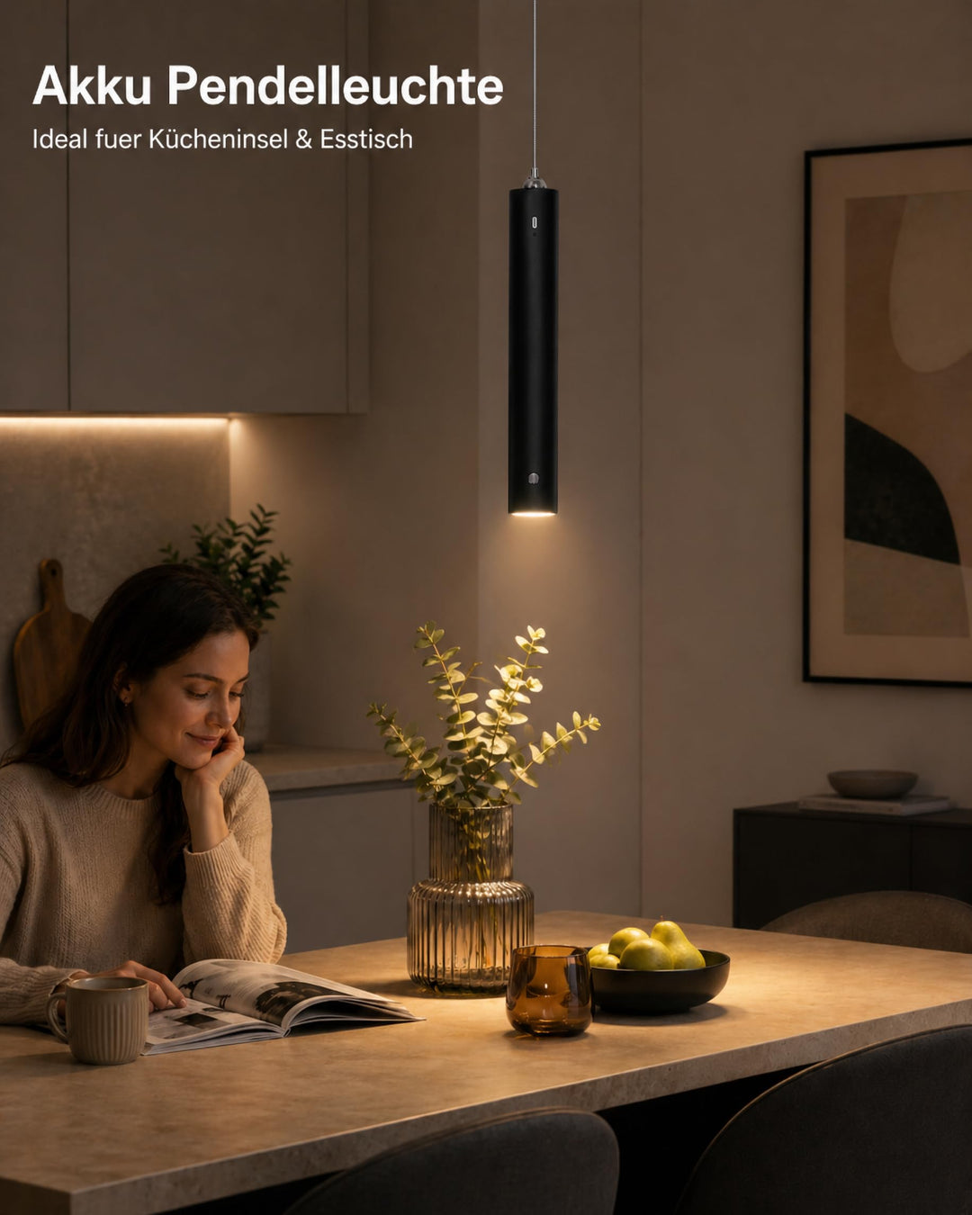Akku Pendelleuchte Schwarz Touch dimmbar 3 Lichtfarben 500 lm - Bild 9