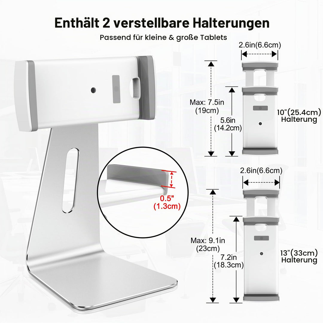 Tablet-Ständer Aluminium 360° drehbar 7–12,9 Zoll Hoch- und Querformat - Bild 7