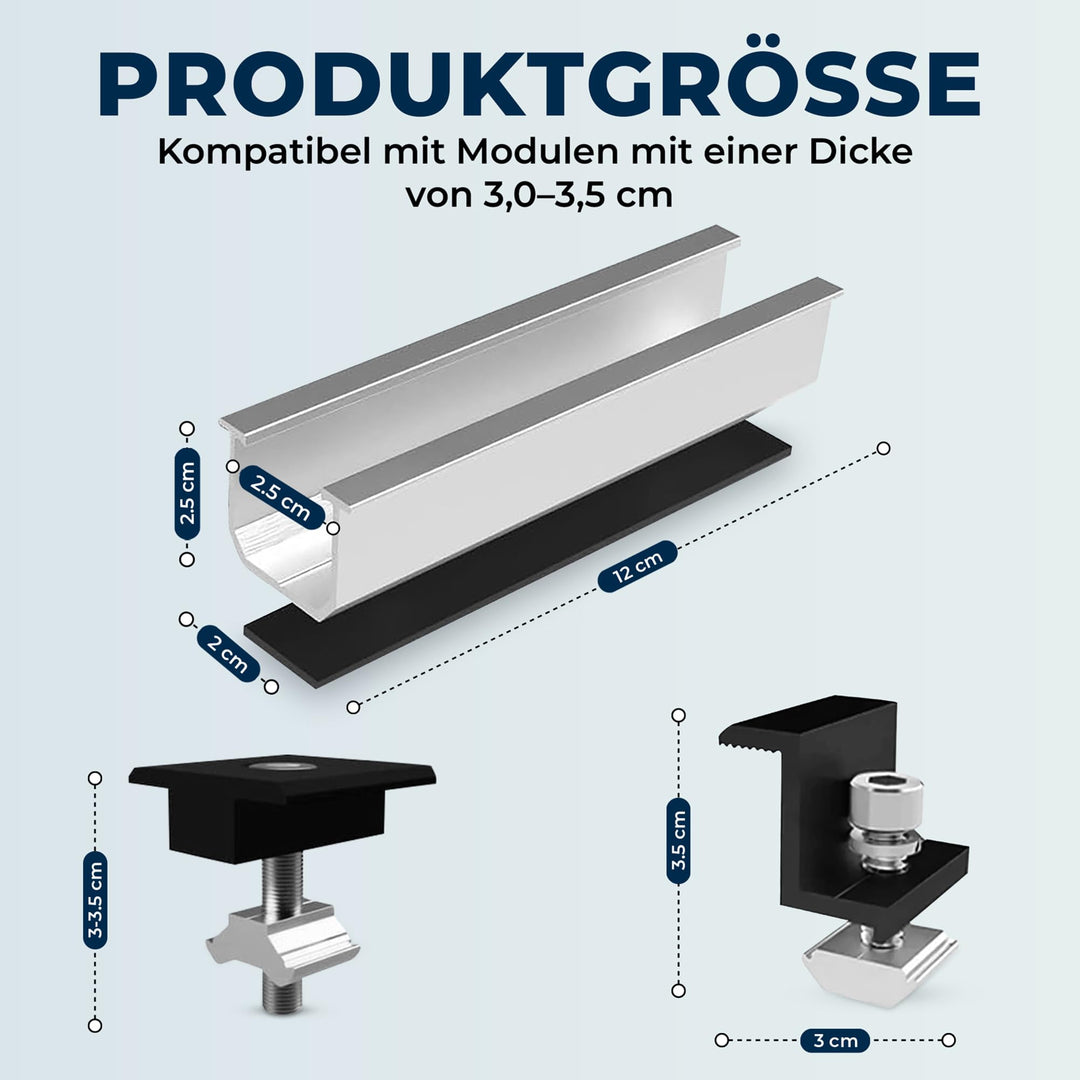 Solarmodul Halterung Flachdach Aluminium AL6005 verstellbar 30-35mm - Bild 2