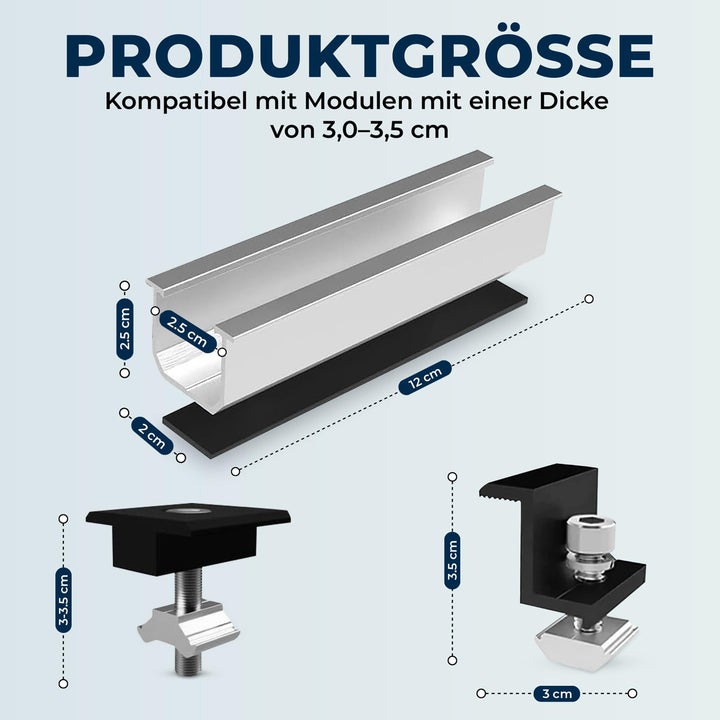 Solarmodul Halterung Flachdach Aluminium AL6005 verstellbar 30-35mm - Bild 2