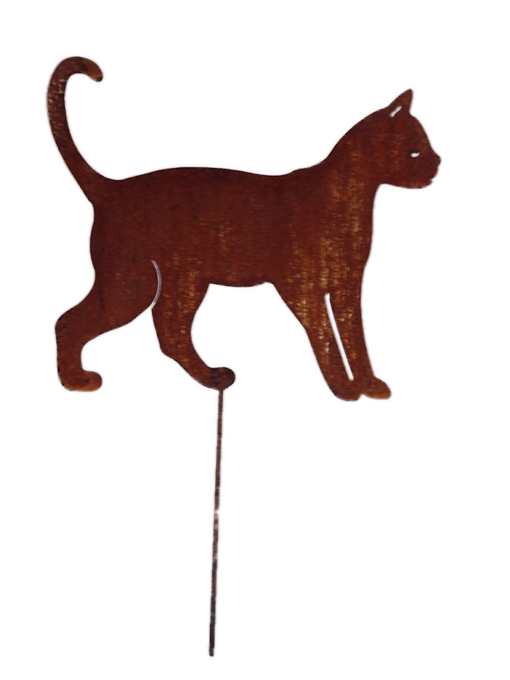 Gartenstecker Edelrost Katze laufend Metall 29 cm Gartendeko