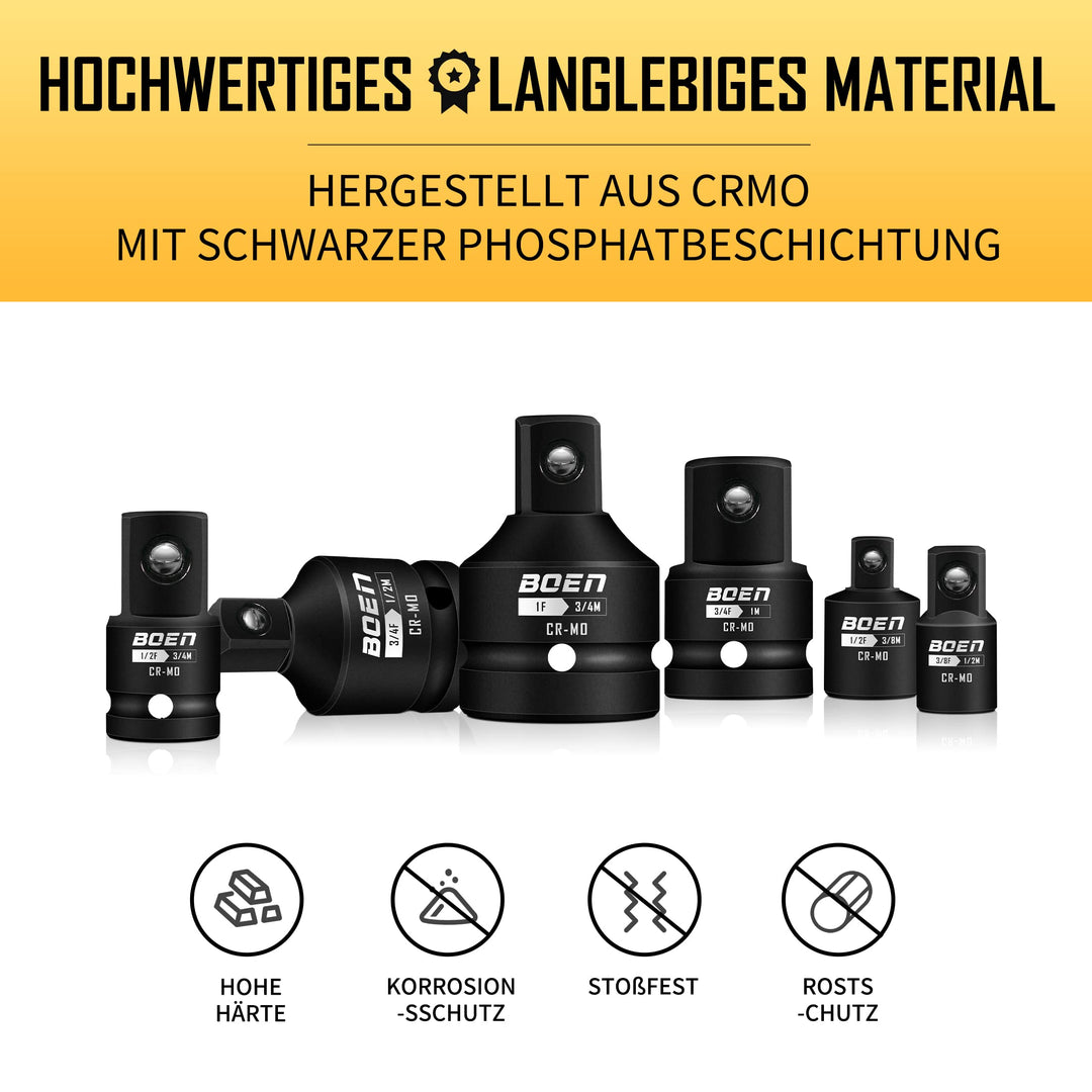 Schlagschrauber Adapter-Set CrMo-Stahl 8-teilig 1/4" bis 1" - Bild 4