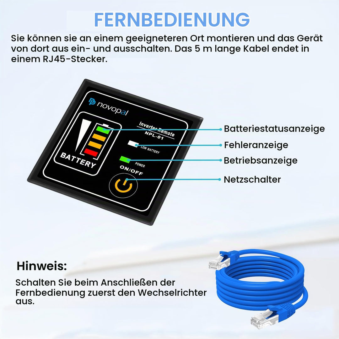 Wechselrichter 2000W 12V auf 230V Reiner Sinus mit Fernbedienung - Bild 5