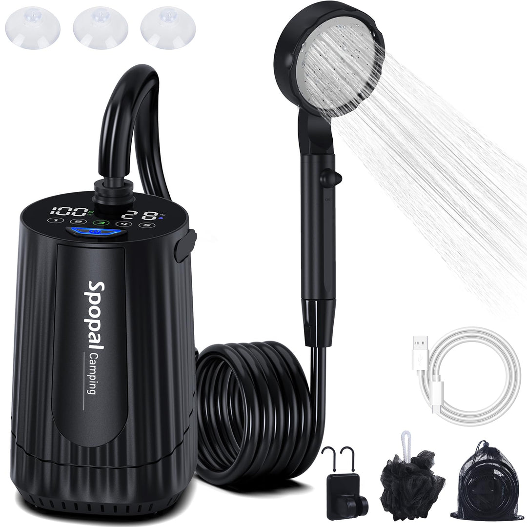 Campingdusche mit Pumpe 10000mAh IPX8 5-stufig tragbar