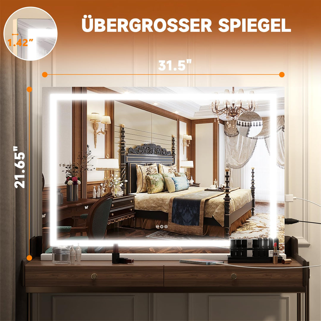 LED Schminkspiegel 80x55cm dimmbar 3 Farbmodi Touch-Steuerung - Bild 2