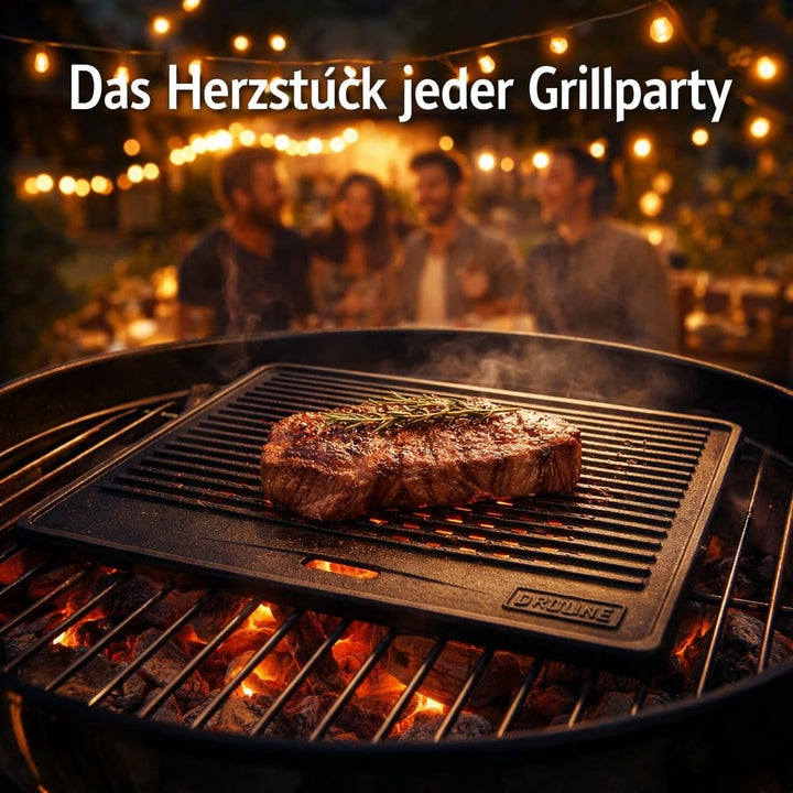 Gusseisen-Wendeplatte 2-in-1 geriffelt &amp; glatt 40x30 cm Gasgrill - Bild 4