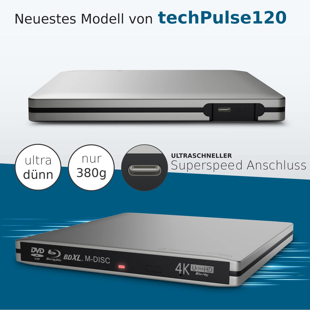 Externes Blu-ray Laufwerk USB-C 4K UHD M-DISC BDXL Aluminium - Bild 2
