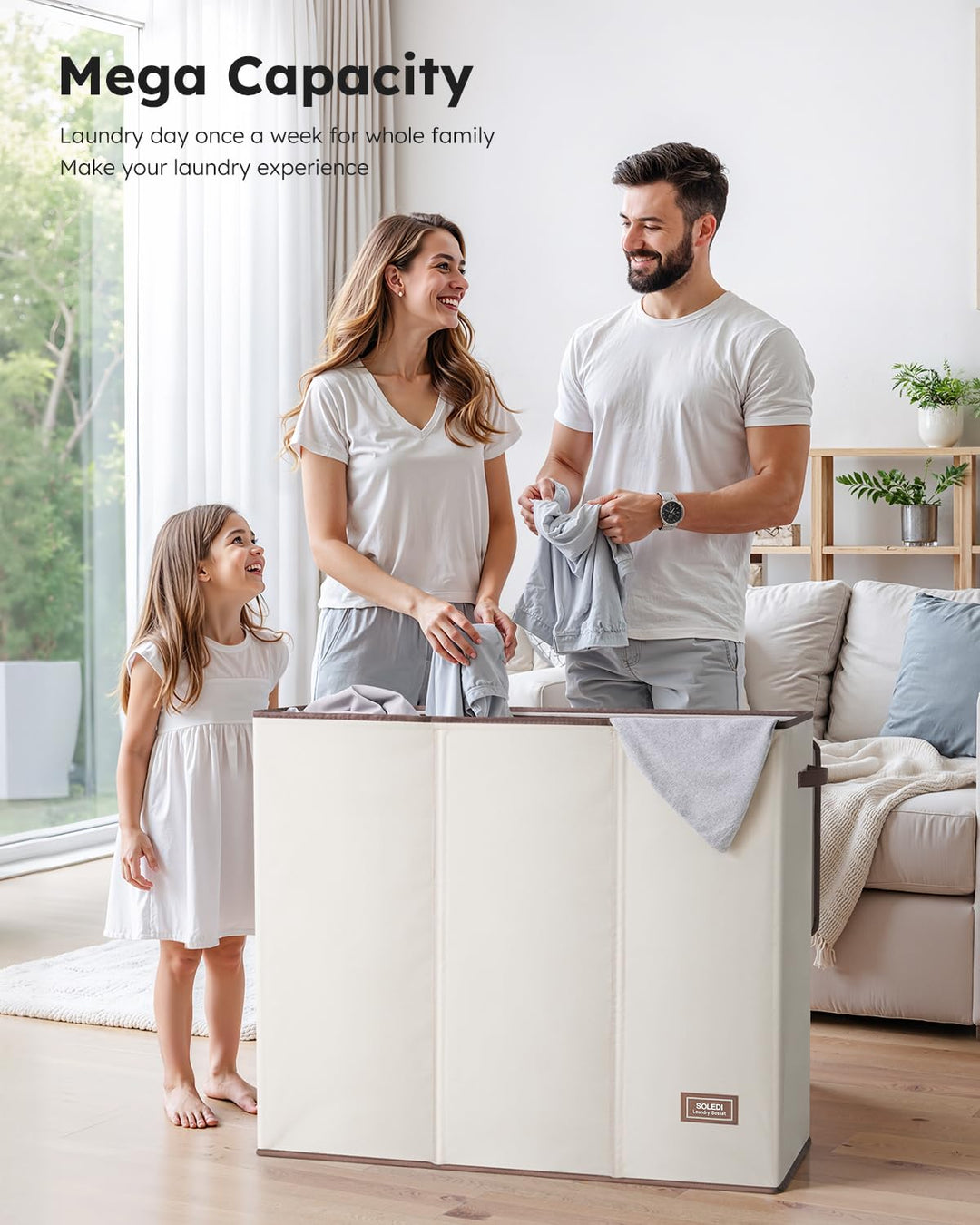 Wäschekorb 3 Fächer mit Deckel 180L XXXL für Badezimmer - Bild 3