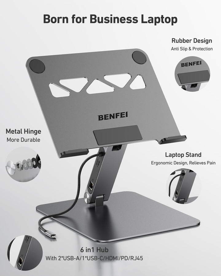 Laptop Ständer mit 6-in-1 USB-C Dockingstation HDMI 4K Aluminium - Bild 7