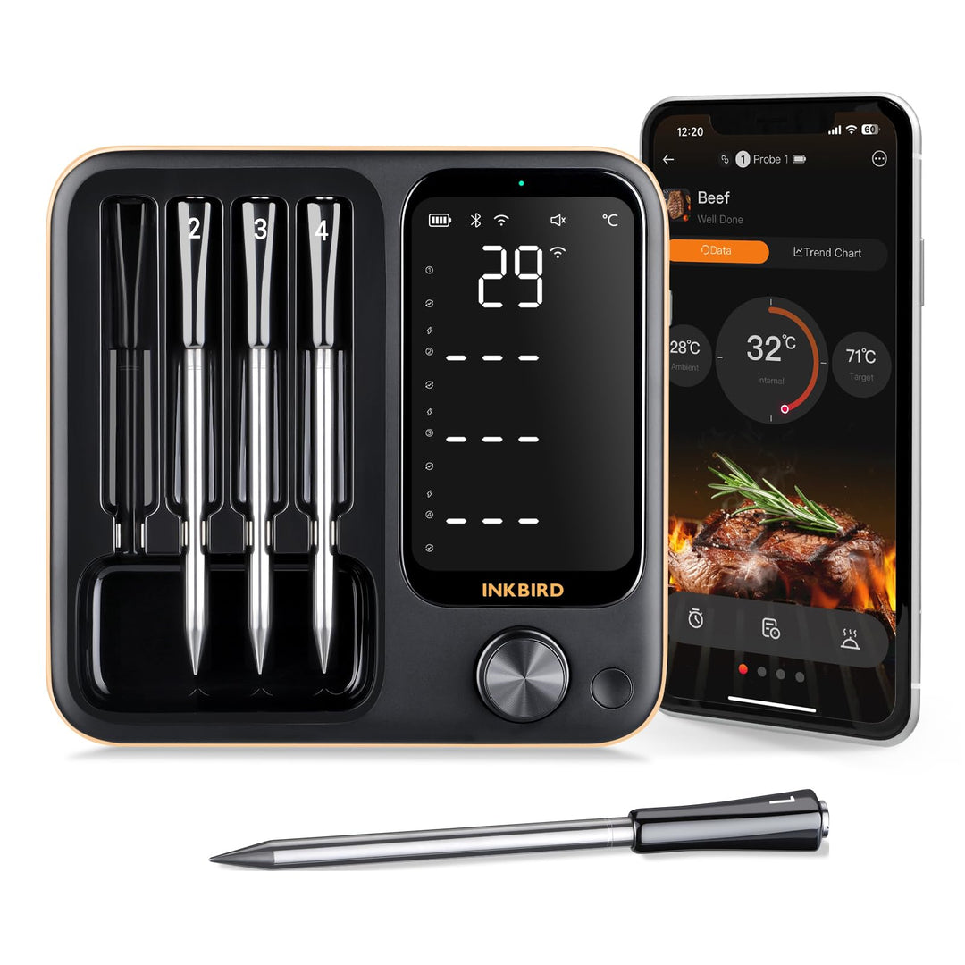 Grillthermometer kabellos 4 Sonden WiFi Bluetooth App-Steuerung
