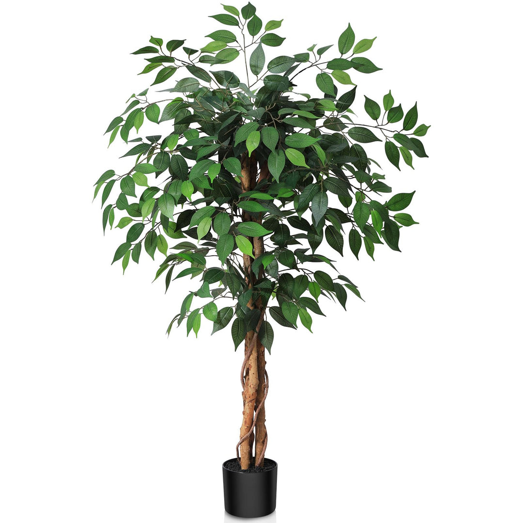 Kunstpflanze Ficusbaum 120 cm mit Naturholzstamm für Innen