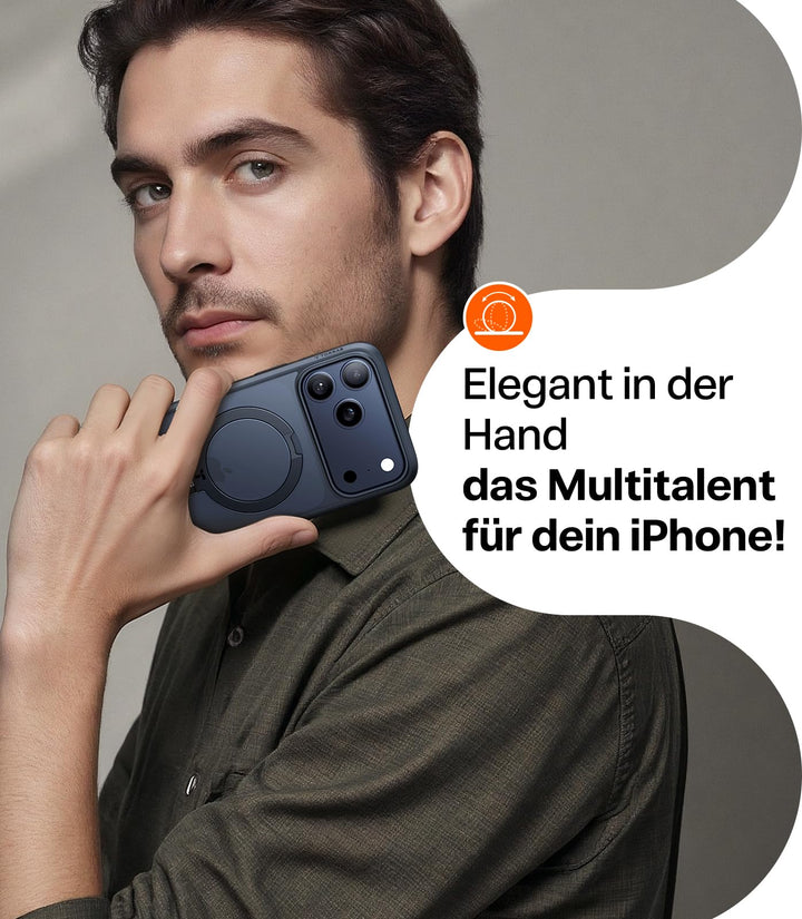 iPhone 17 Pro Hülle mit 360° MagSafe-Ständer stoßfest Schwarz - Bild 9