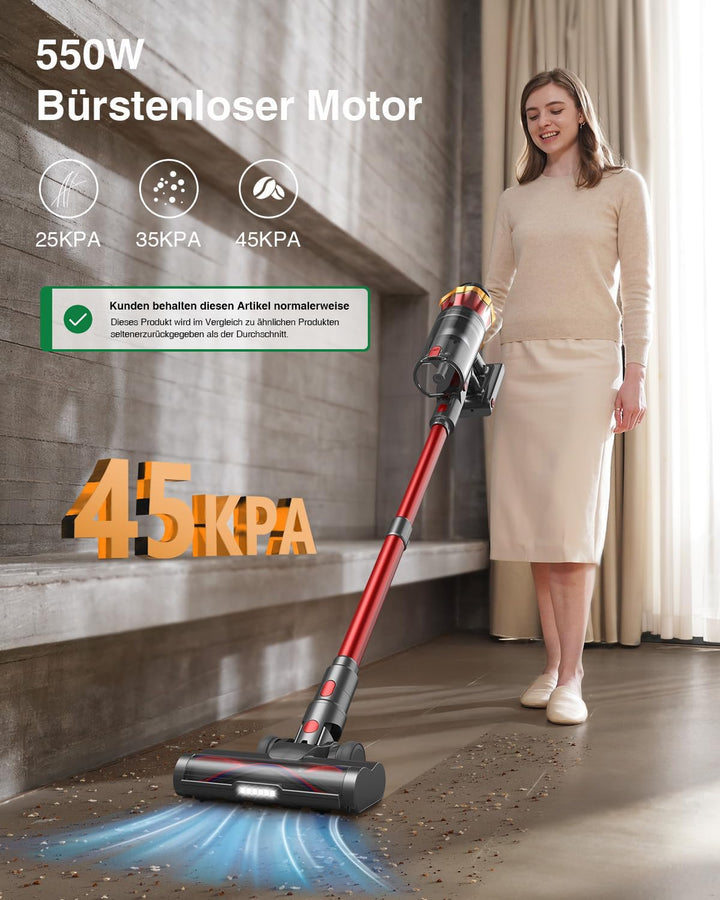 Akku-Staubsauger Kabellos 55 kPa 650W 65 Min für Tierhaare und Teppiche - Bild 2