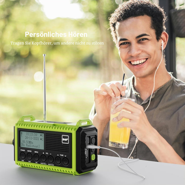 Kurbelradio DAB+ Solar mit 5000mAh Akku, LED-Licht &amp; SOS-Alarm - Bild 6
