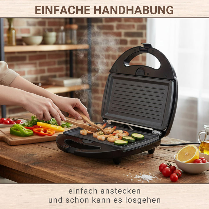 Kontaktgrill 1300W mit herausnehmbaren Backplatten, Schwarz - Bild 6