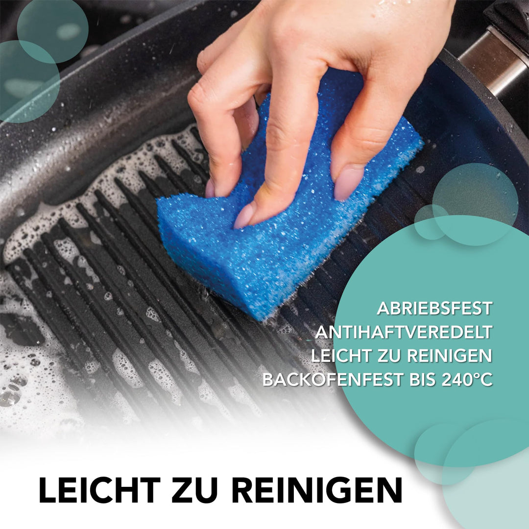 Grillplatte Aluminiumguss gerippt 37,5x22,8cm Induktion Antihaft - Bild 8
