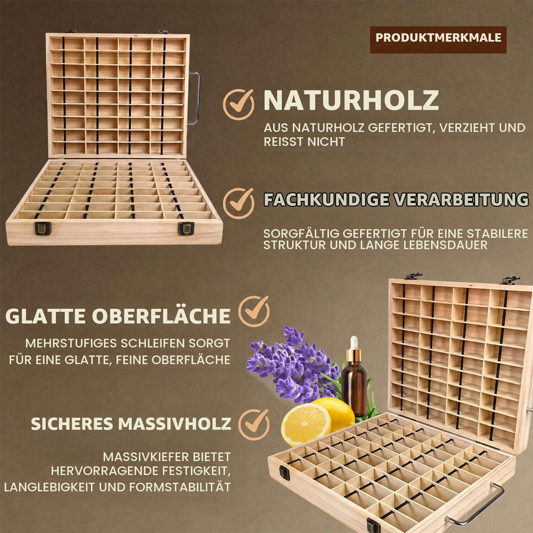 Aufbewahrungsbox Holz für 72 Fläschchen – Ätherische Öle - Bild 7
