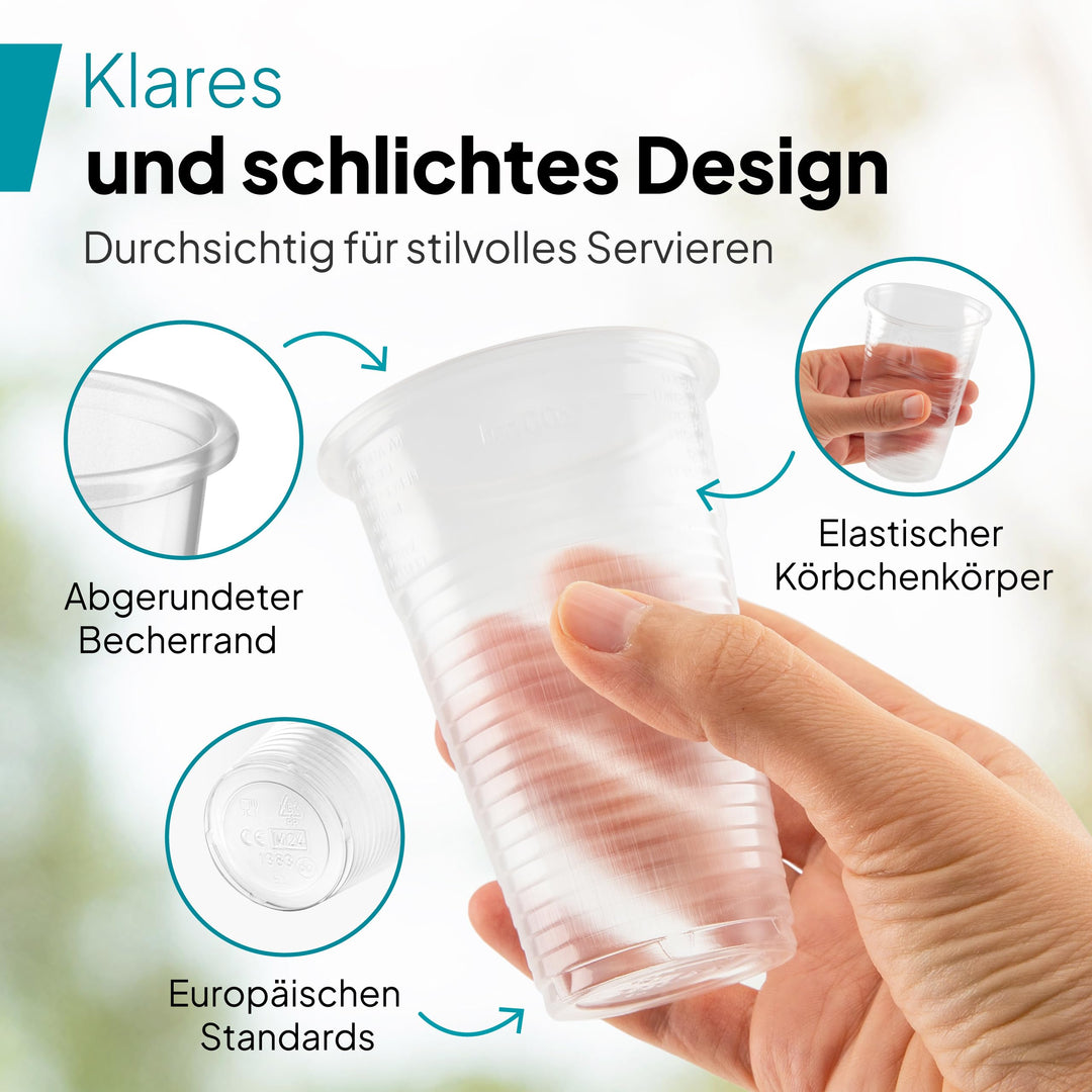 Einwegbecher 0,4 L Polypropylen transparent 1000 Stück mit Eichstrich - Bild 5