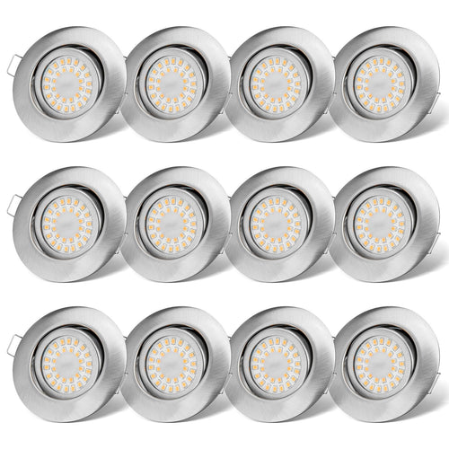 LED Einbaustrahler 6W dimmbar schwenkbar IP44 12er Set 3000K