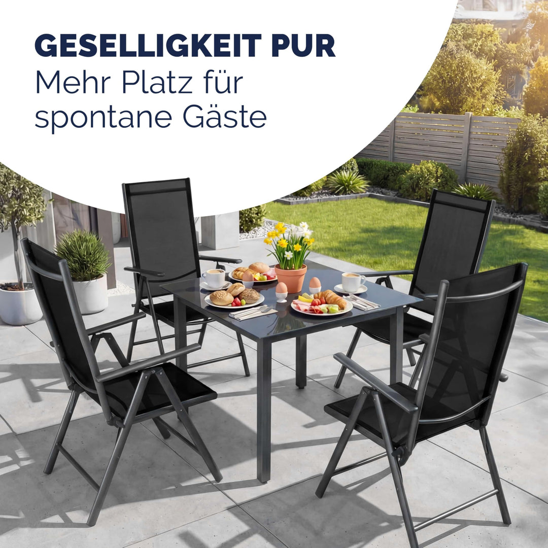 Gartenstuhl Hochlehner Aluminium klappbar 120 kg 2er Set Anthrazit - Bild 9