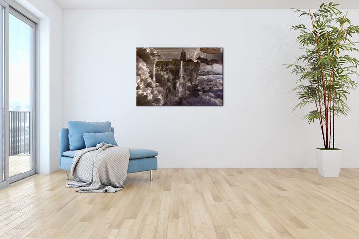 Leinwandbild Stadt über den Wolken 80x60 cm Echtholzrahmen - Bild 4