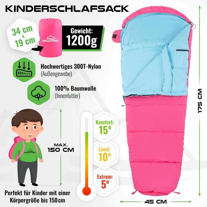 Kinderschlafsack Baumwoll-Innenfutter für Reisen und Camping - Bild 2