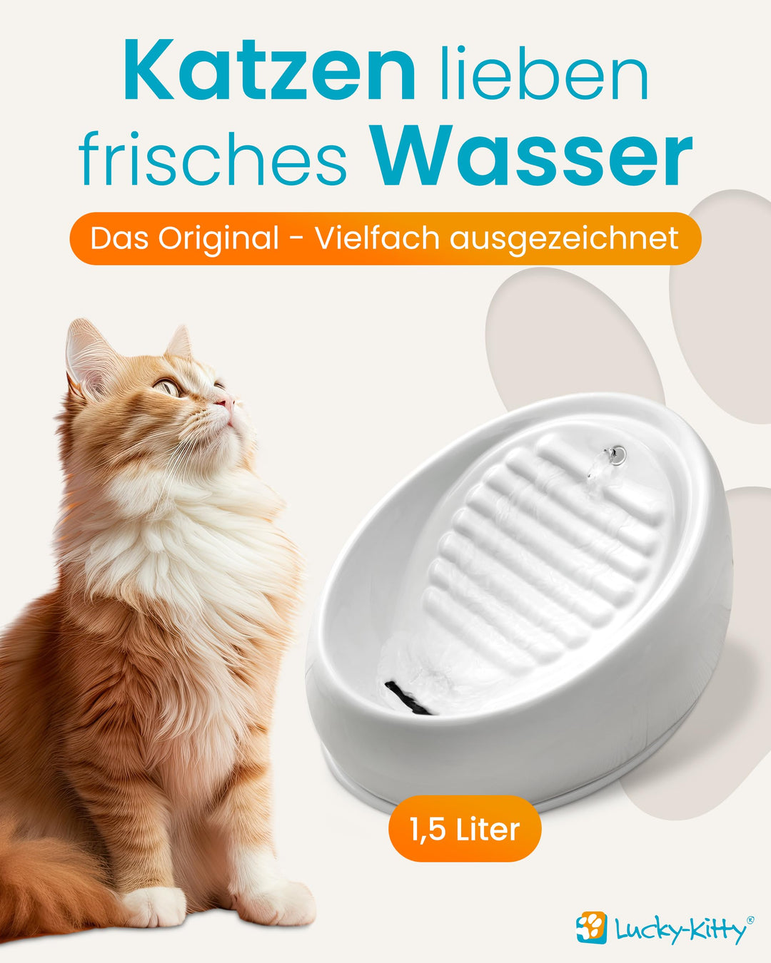Katzenbrunnen Keramik Handarbeit plastikfrei grau, leise Pumpe - Bild 2