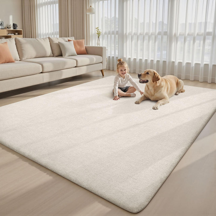 Flauschiger Hochflor Teppich Creme 200x300cm mit Rutschstopp - Bild 6