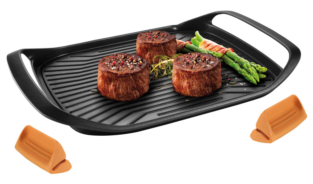 Grill-Bratpfanne Antihaft Induktion 42x28 cm mit 2 Wärmezonen