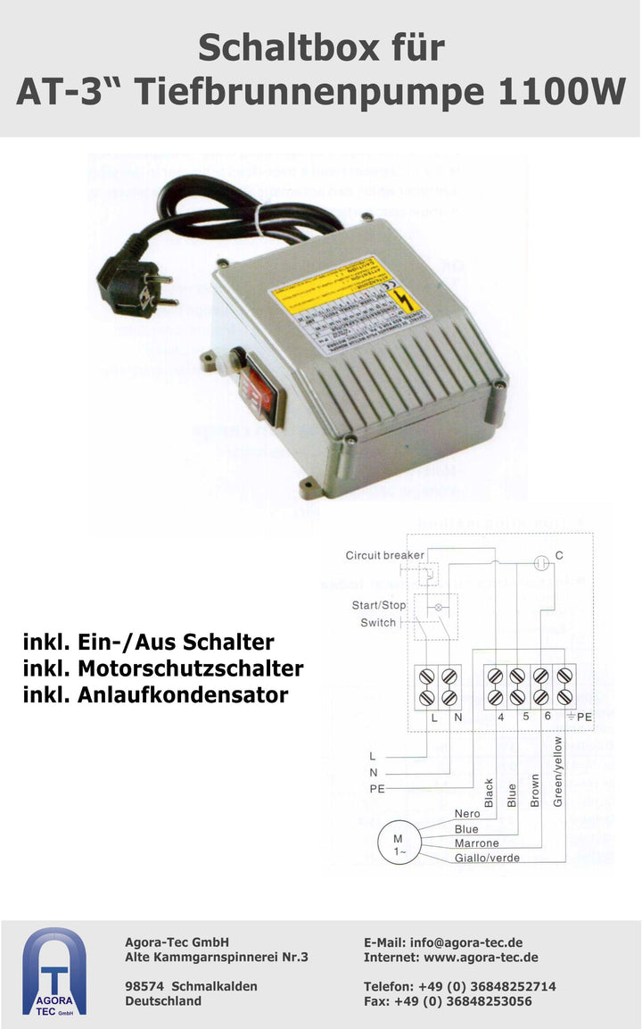Tiefbrunnenpumpe 3 Zoll Edelstahl 1100W 144m Förderhöhe 30m Kabel - Bild 4