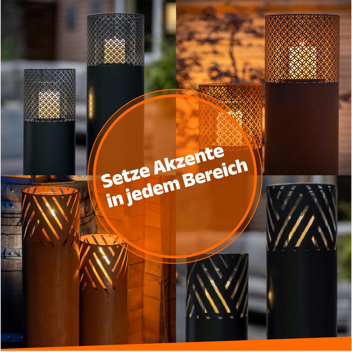 Windlichtsäule Anthrazit 2er Set Industrial Design 95cm + 75cm - Bild 7
