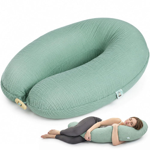 Stillkissen XXL 190x35 cm Musselin Bio-Baumwolle für Schwangerschaft